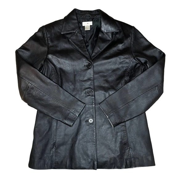 Preswick and Moore Women’s Black Leather Jacket Blazer Size Medium Soft Leather - Picture 5 of 8